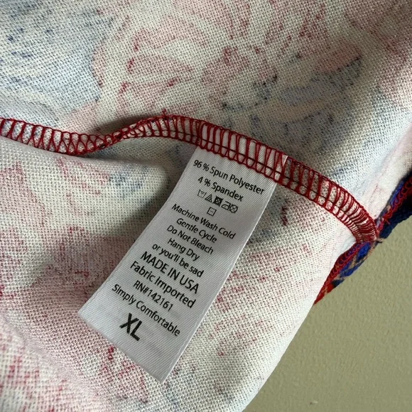 NWT LuLaRoe Red Tan Blue Floral Pencil Skirt - Picture 3 of 7